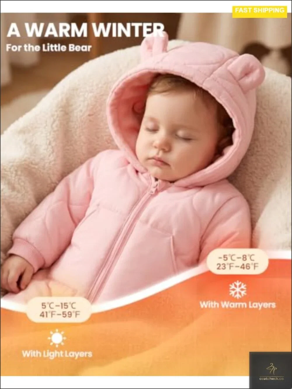 Baby Snowsuit Winter Romper Hooded Jumpsuit Thick Windproof Waterproof Sherpa